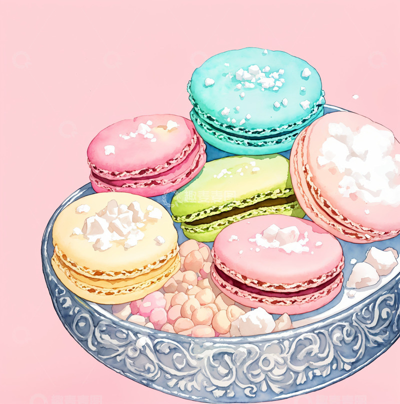 高清大图下载【趣麦麦图】水彩马卡龙11