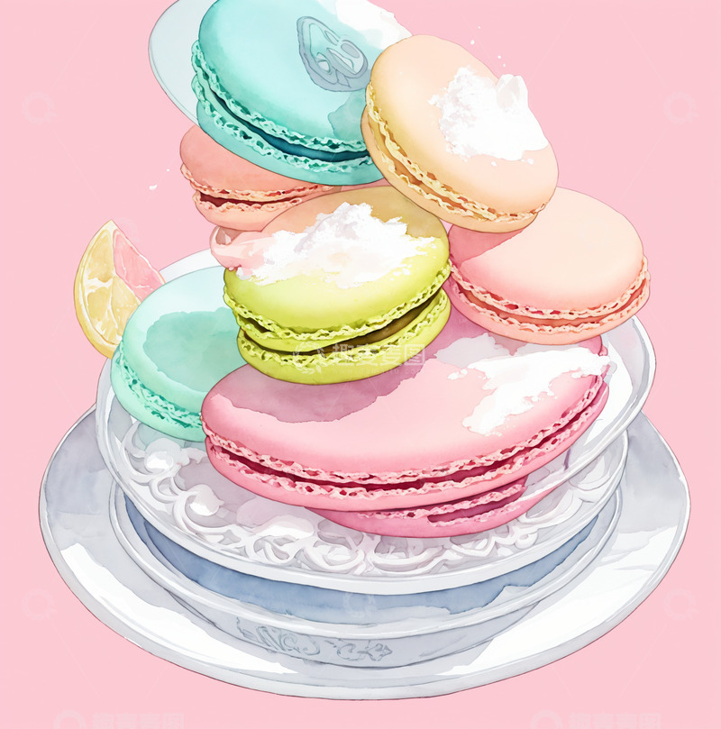 高清大图下载【趣麦麦图】水彩马卡龙