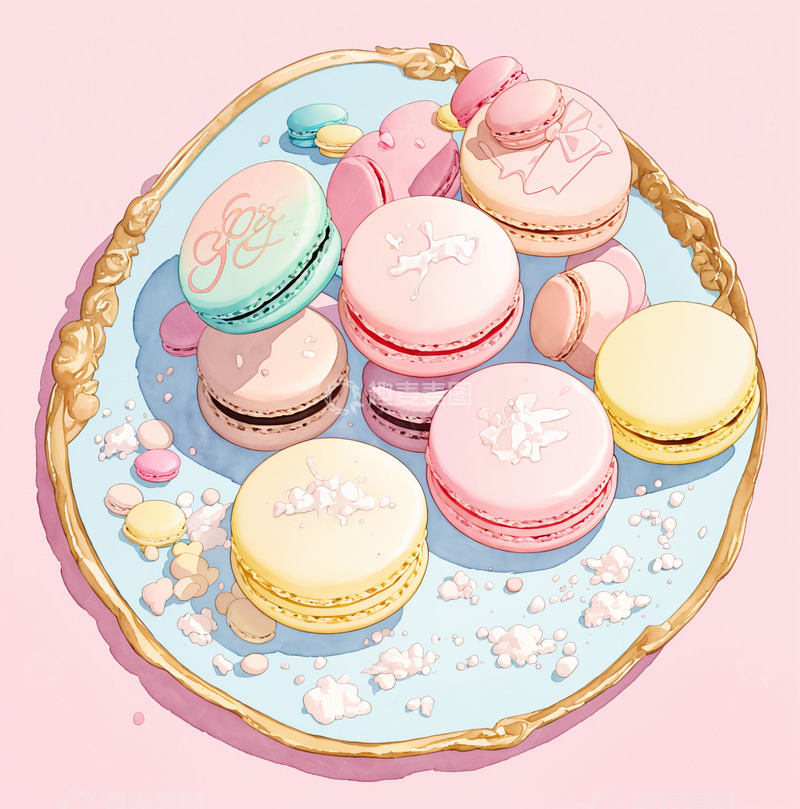 高清大图下载【趣麦麦图】水彩马卡龙10