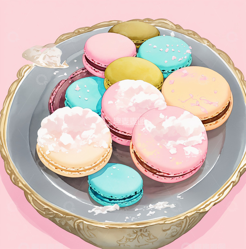 高清大图下载【趣麦麦图】水彩马卡龙14