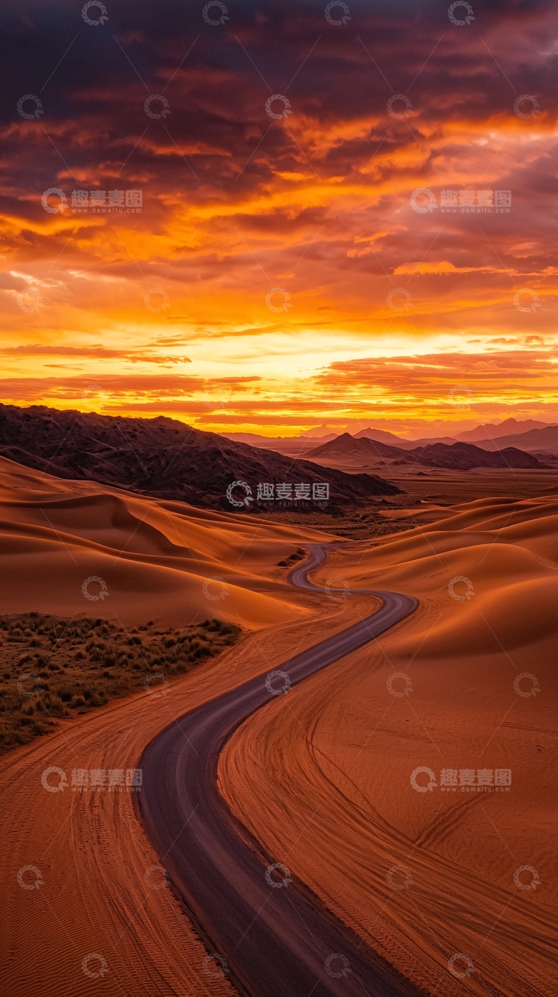 高清大图下载【趣麦麦图】壮丽沙漠日落