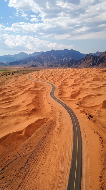 沙漠中的蜿蜒公路
