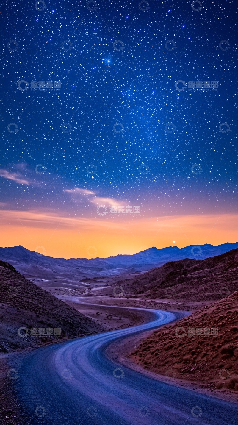 高清大图下载【趣麦麦图】星空下的蜿蜒公路