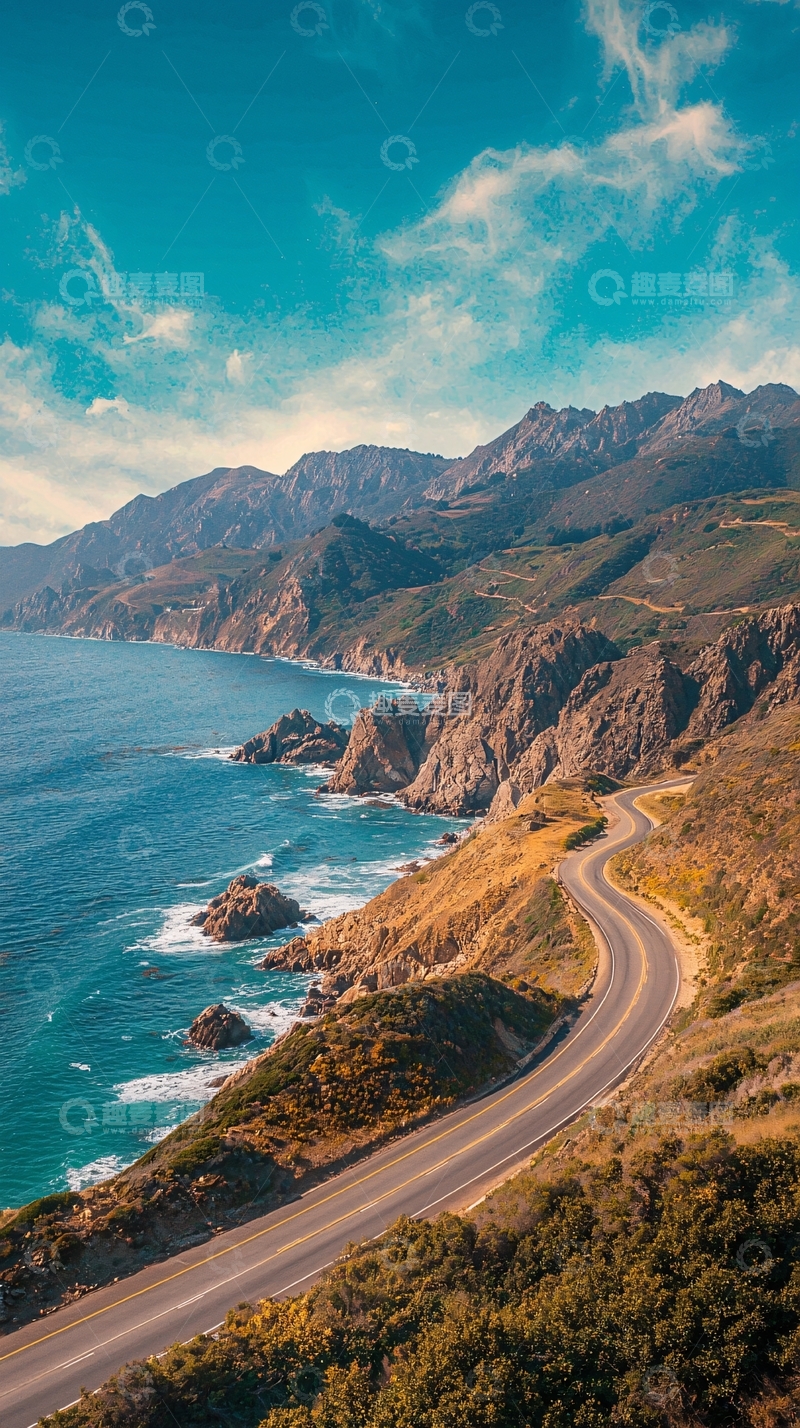 高清大图下载【趣麦麦图】蜿蜒海岸公路风光
