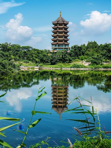 公园内的塔楼建筑