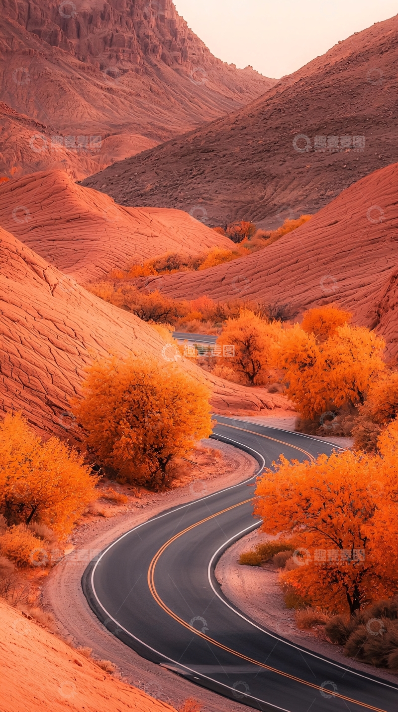 高清大图下载【趣麦麦图】沙漠公路高清图片