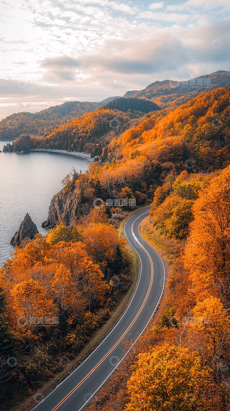 高清大图下载【趣麦麦图】秋季海岸公路风景