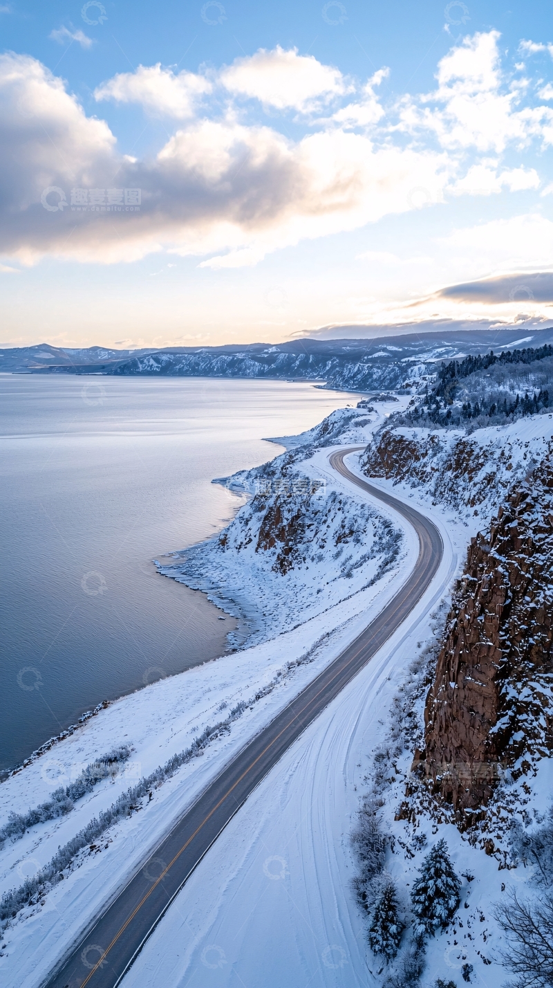 高清大图下载【趣麦麦图】冬季蜿蜒的海岸公路