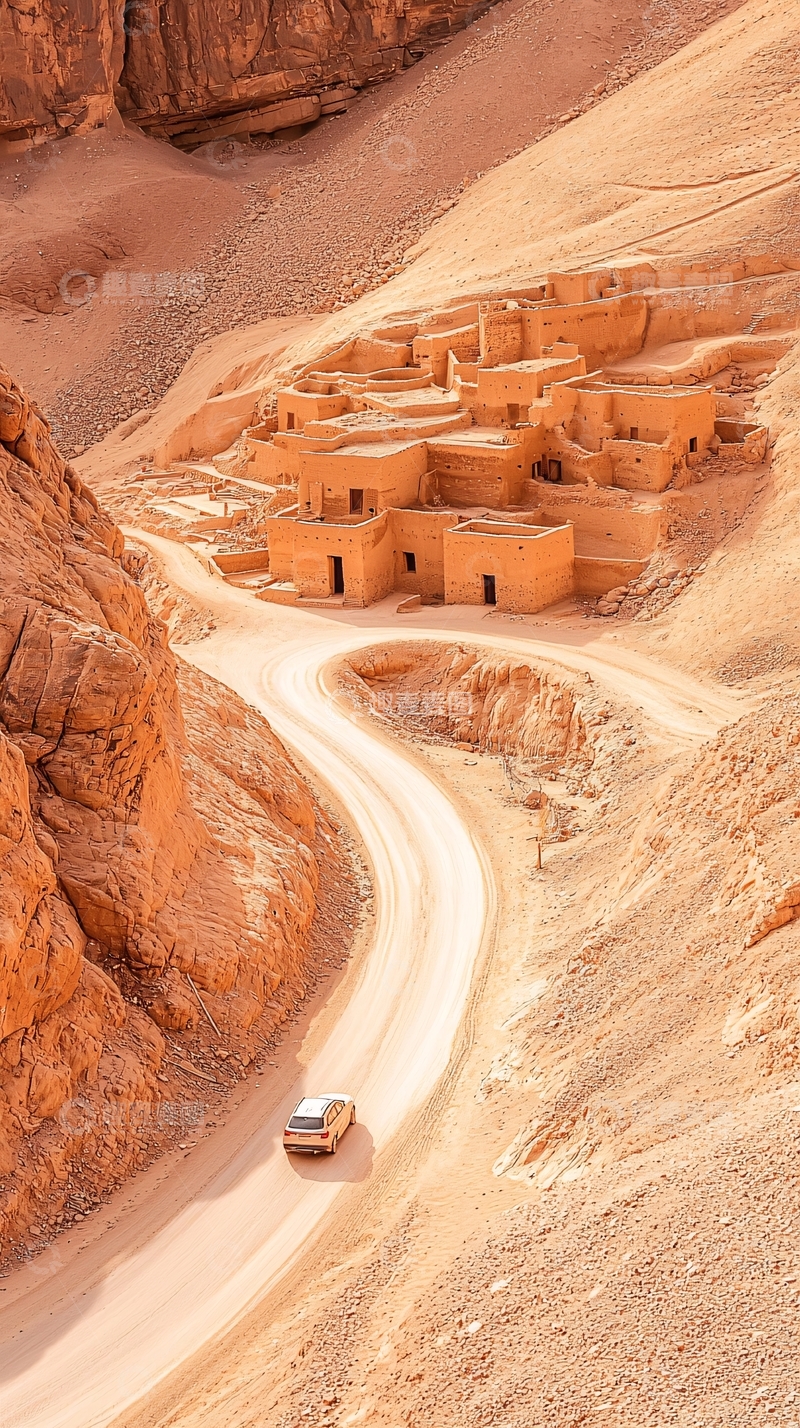 高清大图下载【趣麦麦图】沙漠中的古老村落