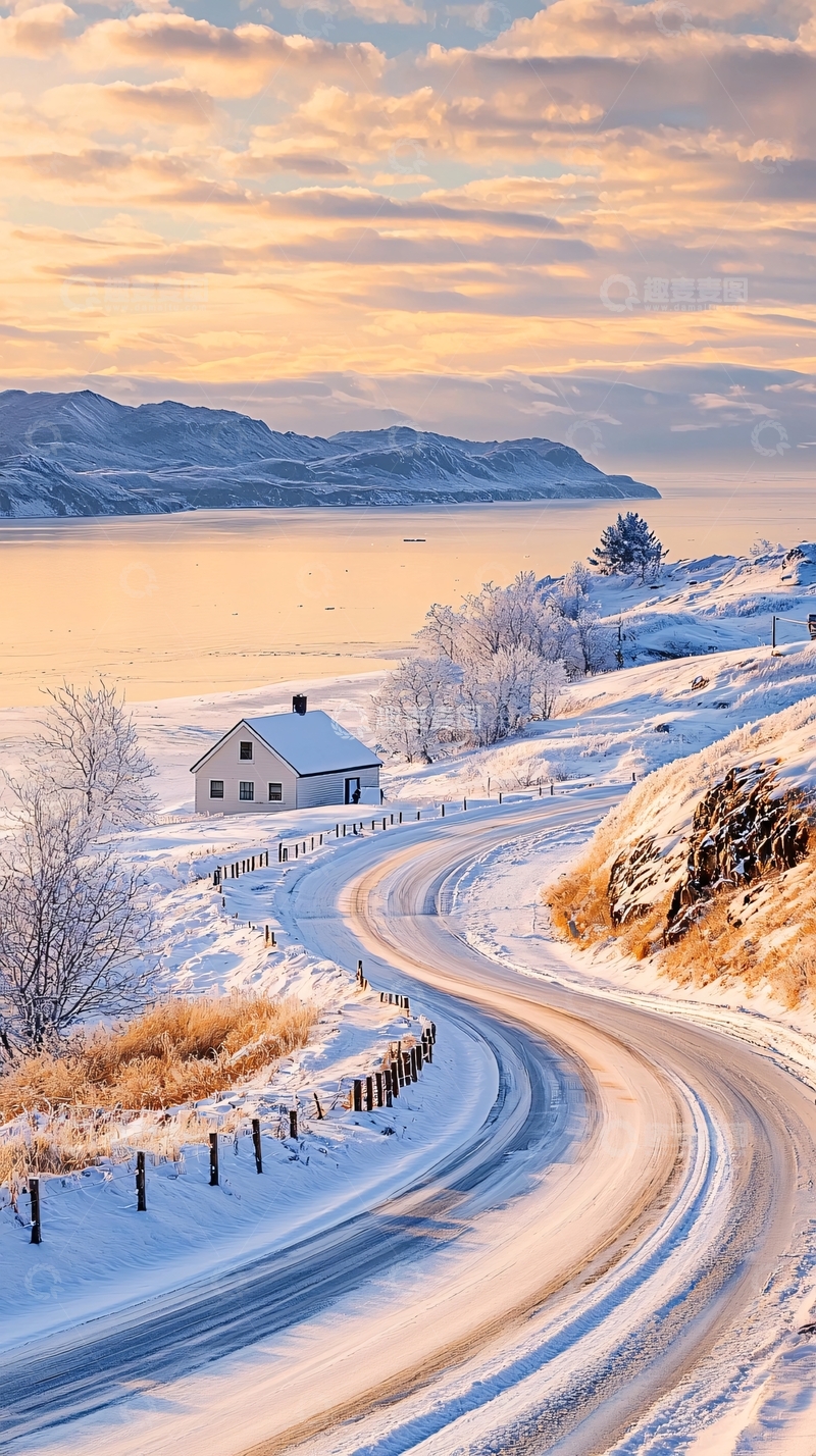 高清大图下载【趣麦麦图】雪景中的蜿蜒公路