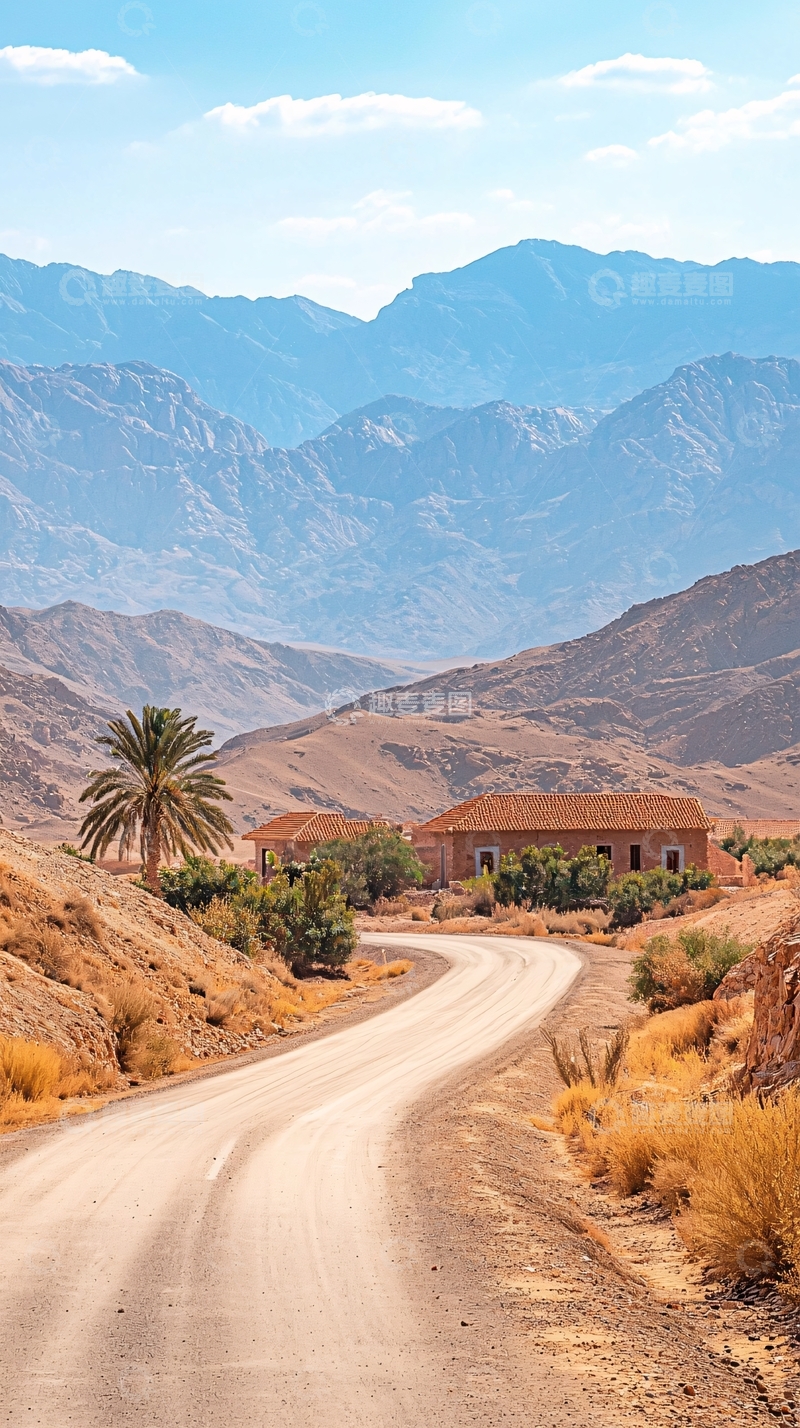 高清大图下载【趣麦麦图】沙漠公路蜿蜒伸向远方