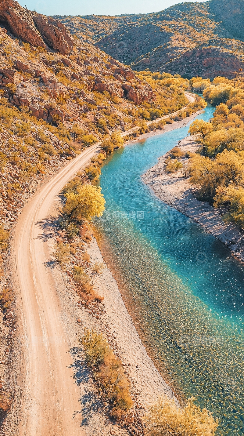 高清大图下载【趣麦麦图】蜿蜒的河流与山路