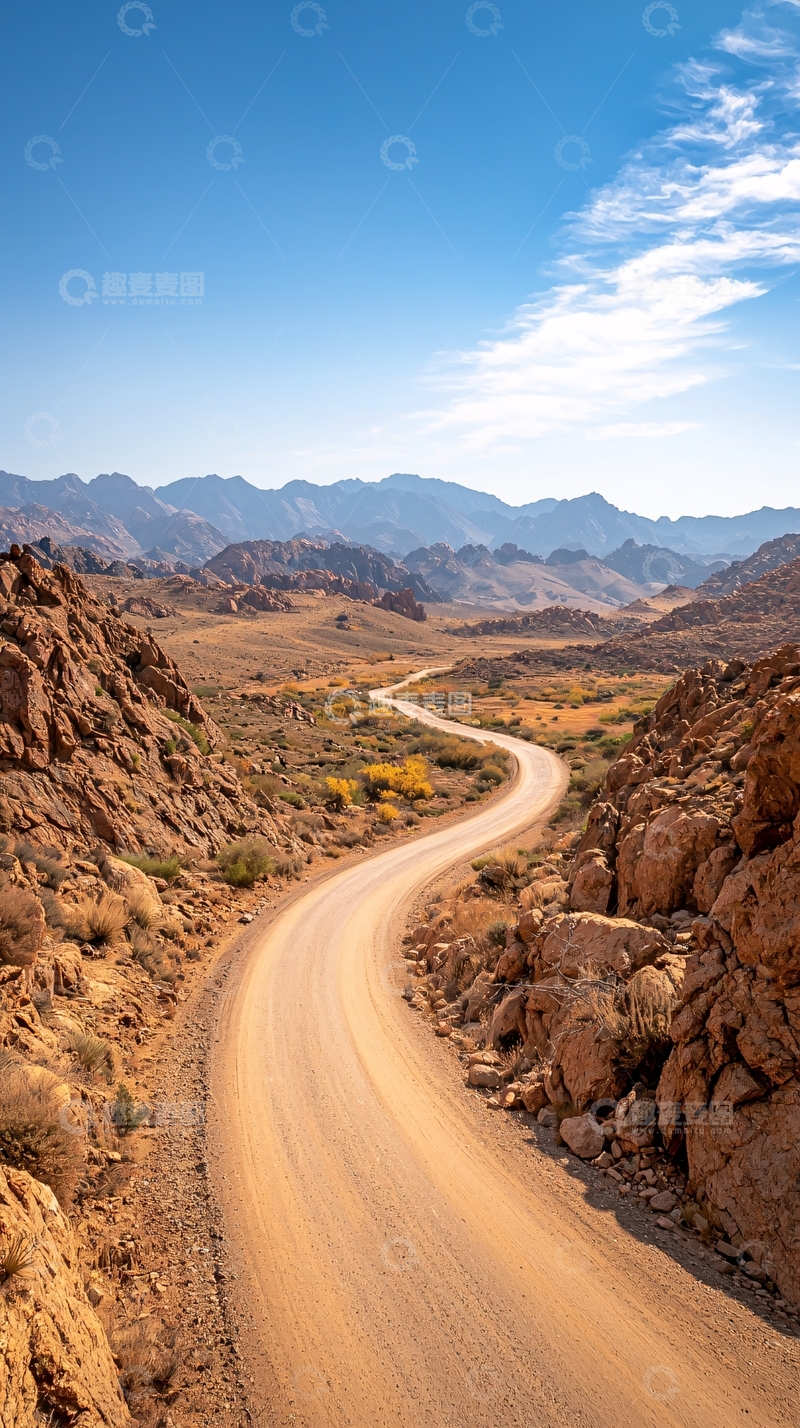 高清大图下载【趣麦麦图】蜿蜒的荒漠道路