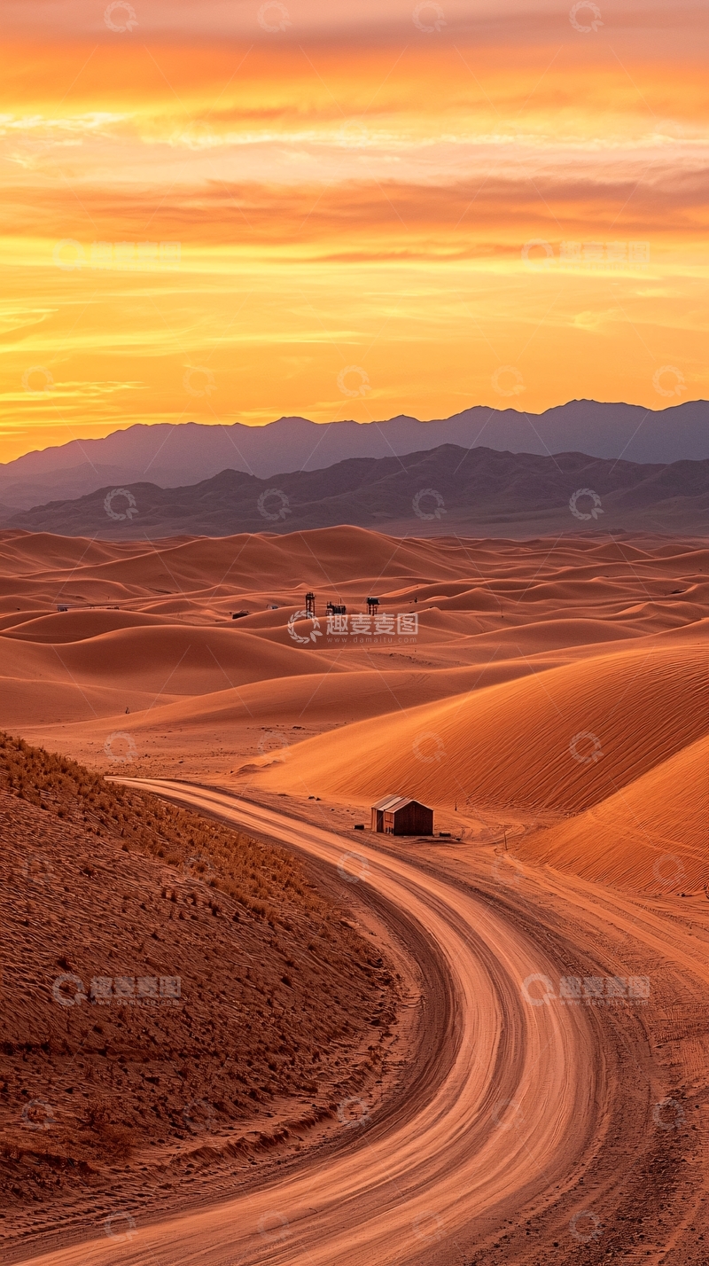 高清大图下载【趣麦麦图】金色沙漠的蜿蜒路