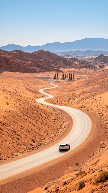 蜿蜒的沙漠公路