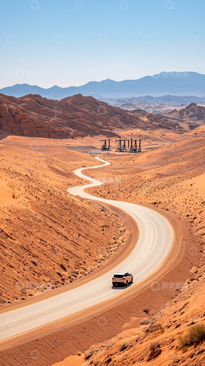 高清大图下载【趣麦麦图】蜿蜒的沙漠公路