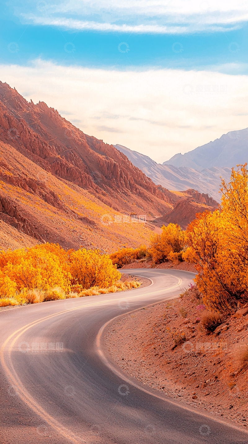 高清大图下载【趣麦麦图】蜿蜒的道路穿过山谷
