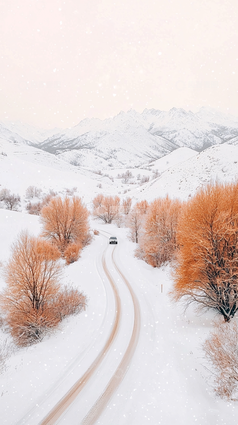 高清大图下载【趣麦麦图】雪山蜿蜒道路