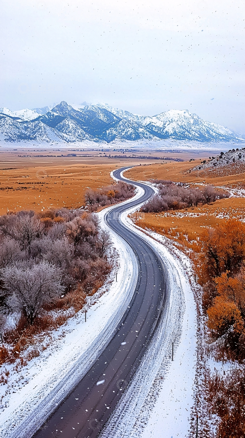 高清大图下载【趣麦麦图】蜿蜒的雪山公路