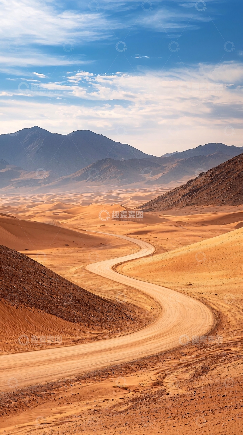 高清大图下载【趣麦麦图】蜿蜒的沙漠公路