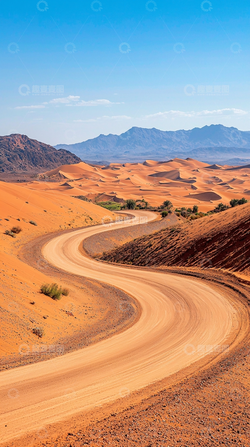 高清大图下载【趣麦麦图】蜿蜒的沙漠公路