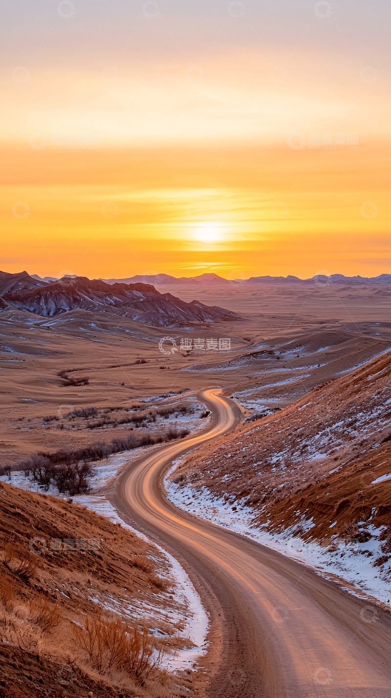 高清大图下载【趣麦麦图】蜿蜒道路日出美景