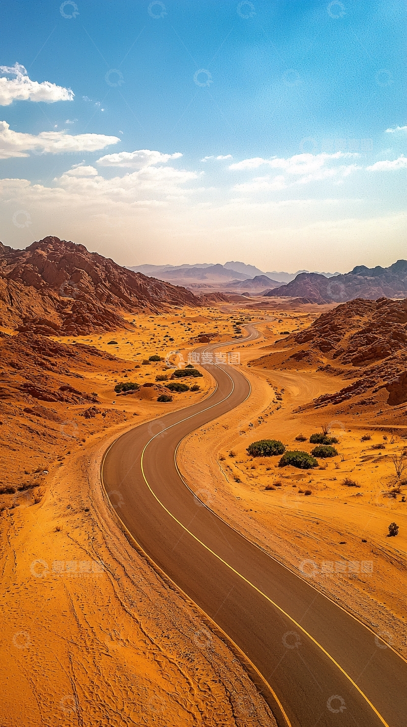 高清大图下载【趣麦麦图】蜿蜒在沙漠中的道路