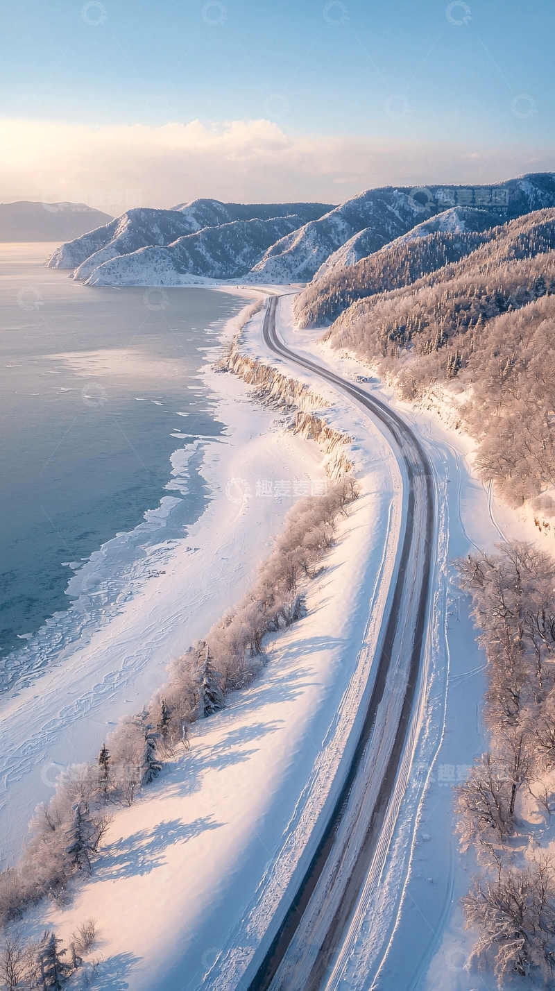 高清大图下载【趣麦麦图】冬季雪地公路美景