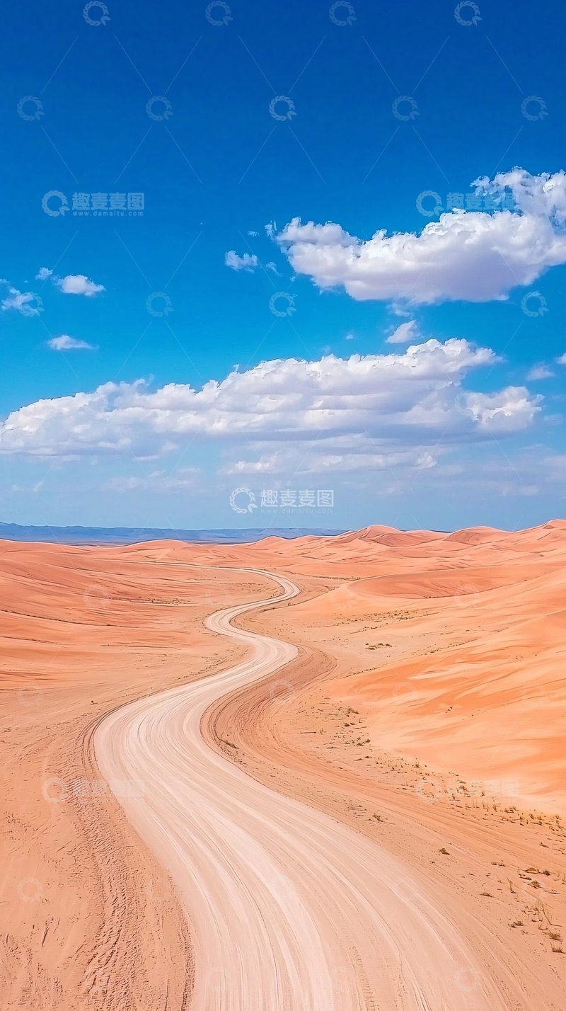 高清大图下载【趣麦麦图】沙漠中的蜿蜒道路