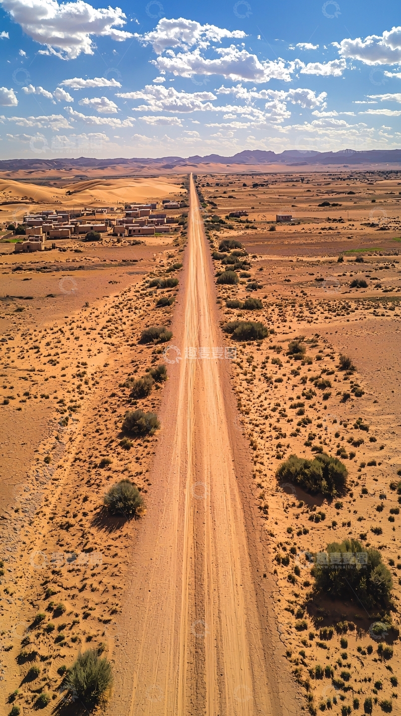 高清大图下载【趣麦麦图】沙漠中的笔直道路