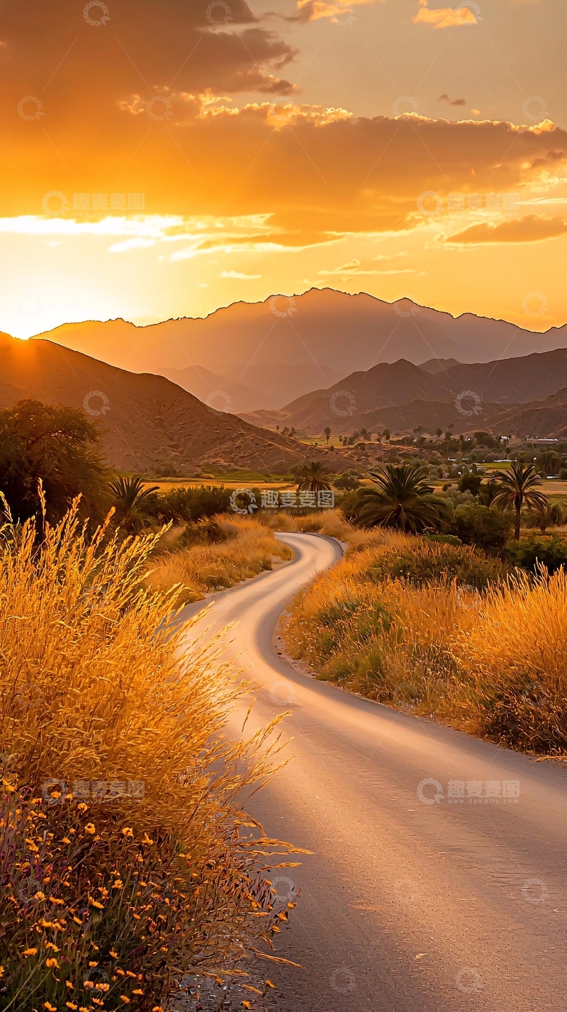 高清大图下载【趣麦麦图】蜿蜒小路通向远方山脉