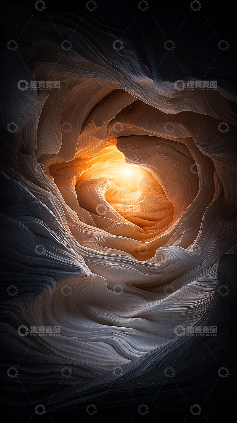 高清大图下载【趣麦麦图】漩涡状洞穴中心发光