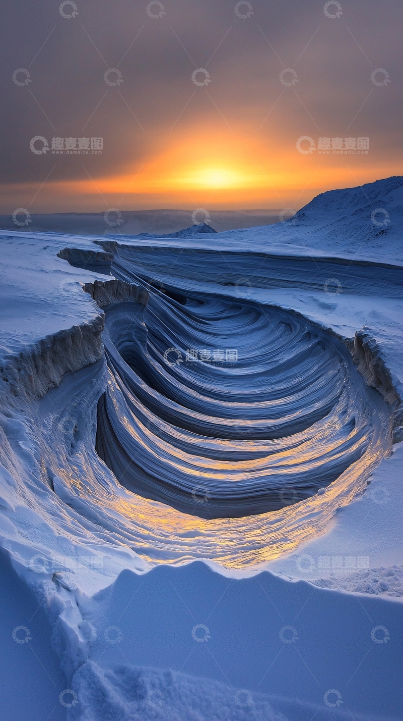 高清大图下载【趣麦麦图】冰雪景观日出