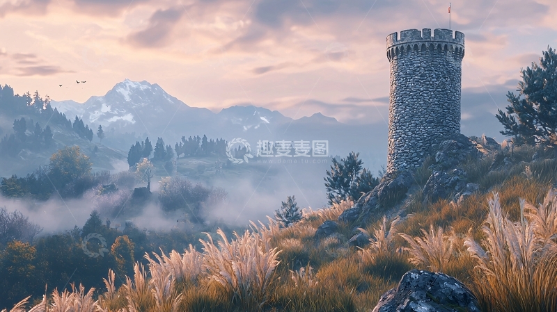 高清大图下载【趣麦麦图】童话城堡山景唯美氛围