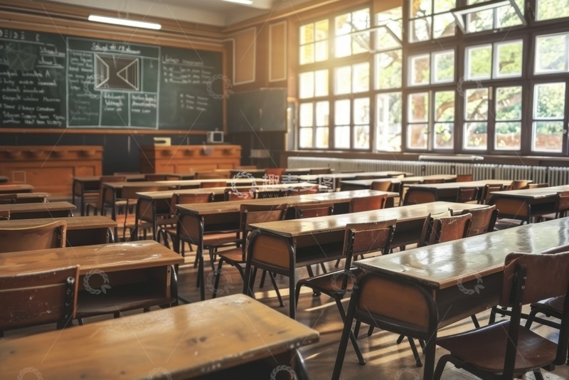 高清大图下载【趣麦麦图】中学教室桌椅板凳