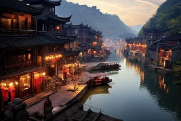 灯火通明的建筑摄影