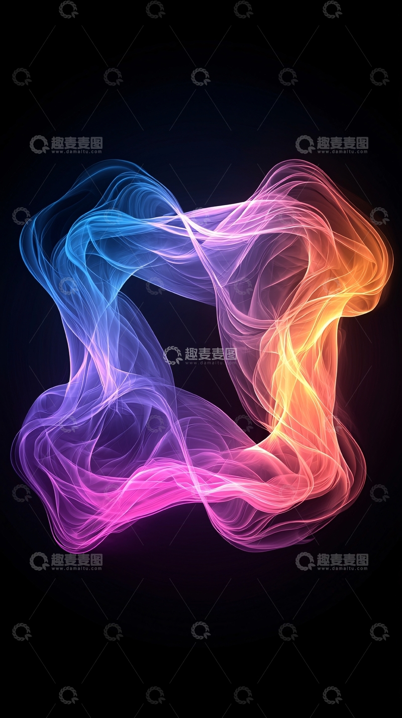 高清大图下载【趣麦麦图】彩色烟雾形成的抽象方形
