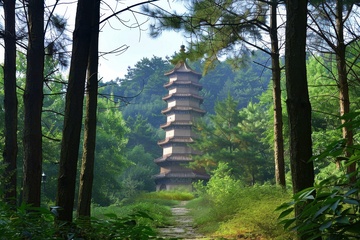 森林里的宝塔建筑