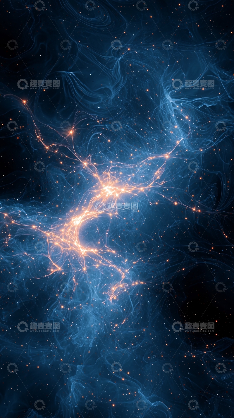 高清大图下载【趣麦麦图】蓝色星云光线交错