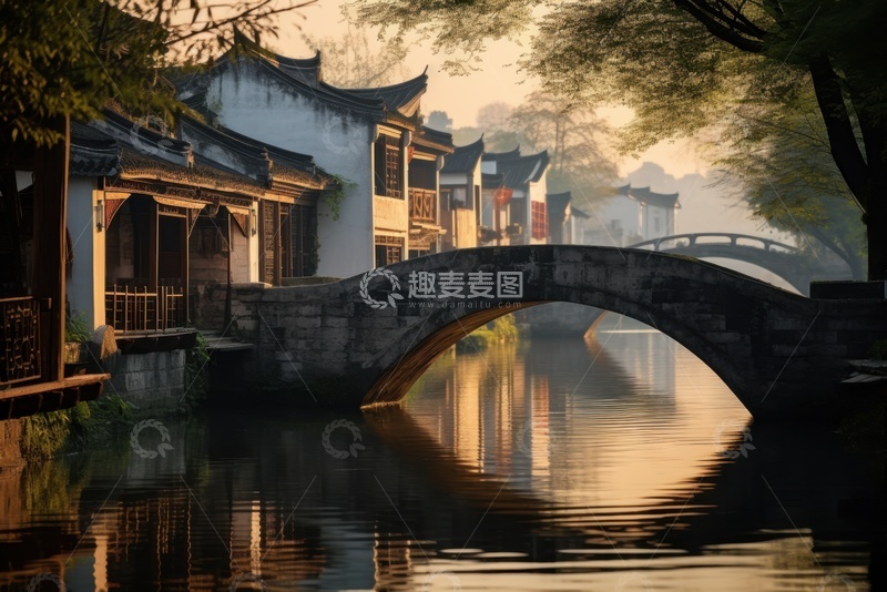 高清大图下载【趣麦麦图】江南水乡石桥建筑