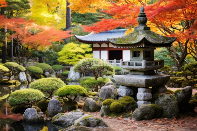 高清大图下载【趣麦麦图】园林内的小石塔装饰