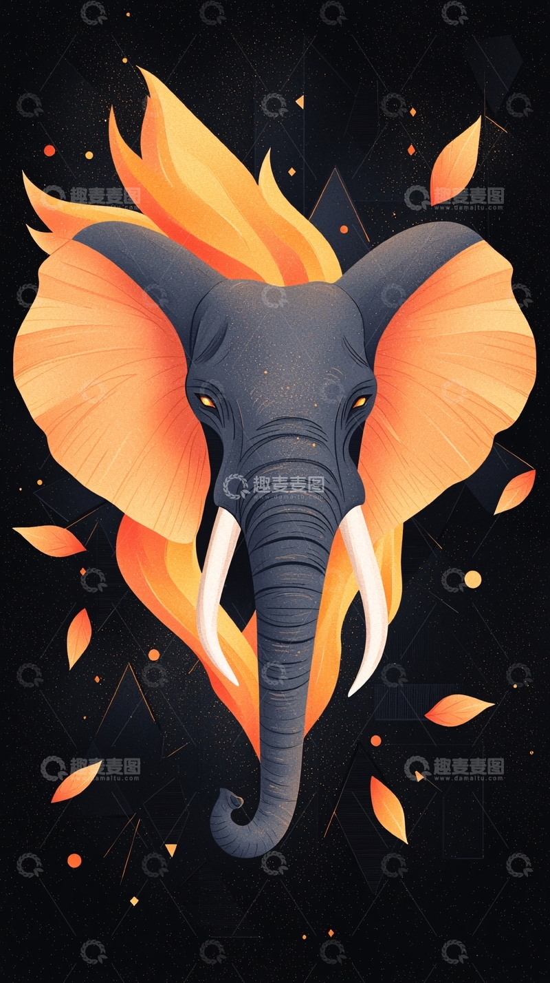 高清大图下载【趣麦麦图】燃烧翅膀的大象
