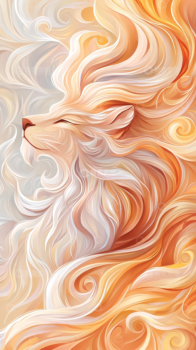 高清大图下载【趣麦麦图】金色鬃毛的狮子侧面像