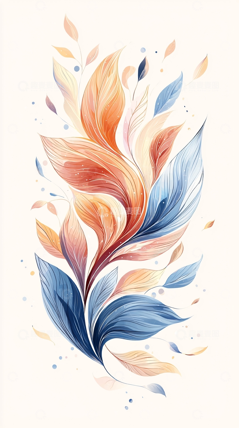 高清大图下载【趣麦麦图】抽象风格植物图案