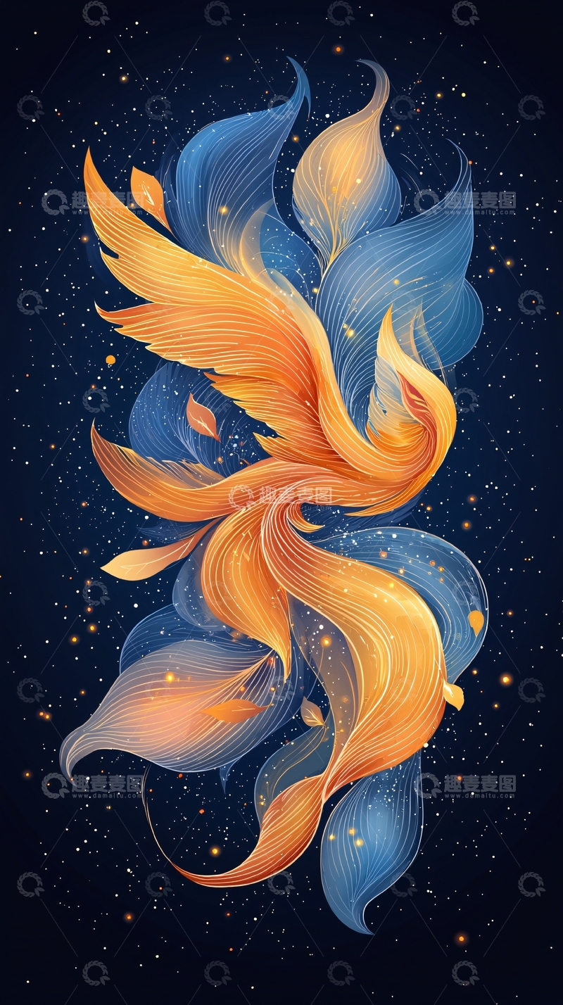 高清大图下载【趣麦麦图】金色火焰凤凰