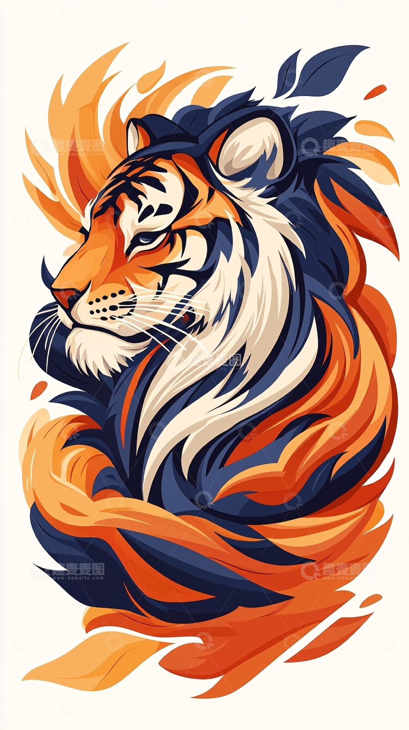 高清大图下载【趣麦麦图】抽象风格老虎头像