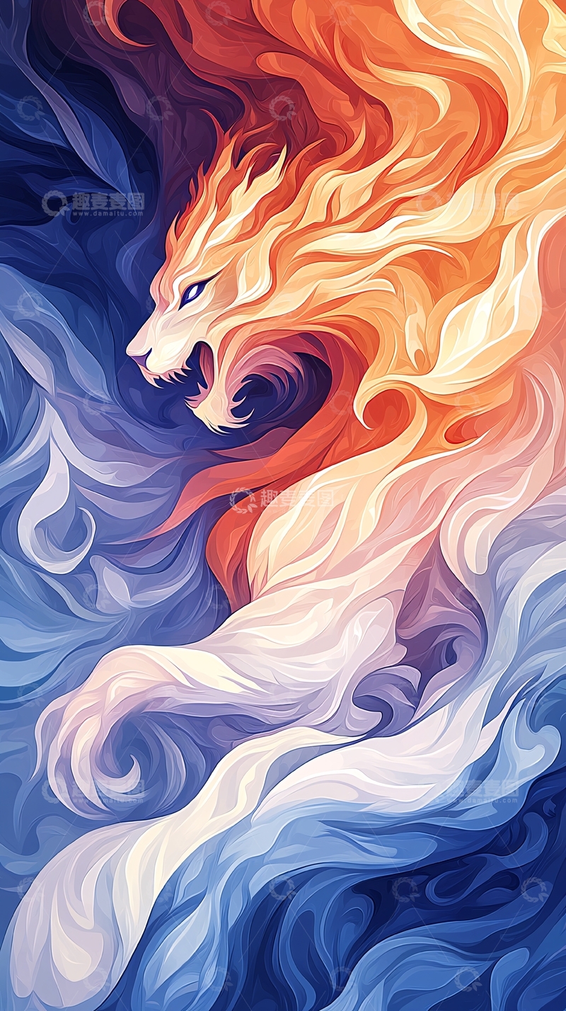 高清大图下载【趣麦麦图】火焰与冰霜之狮