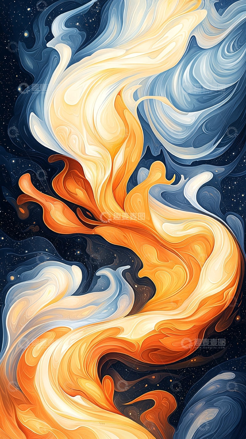 高清大图下载【趣麦麦图】抽象火焰与星空背景