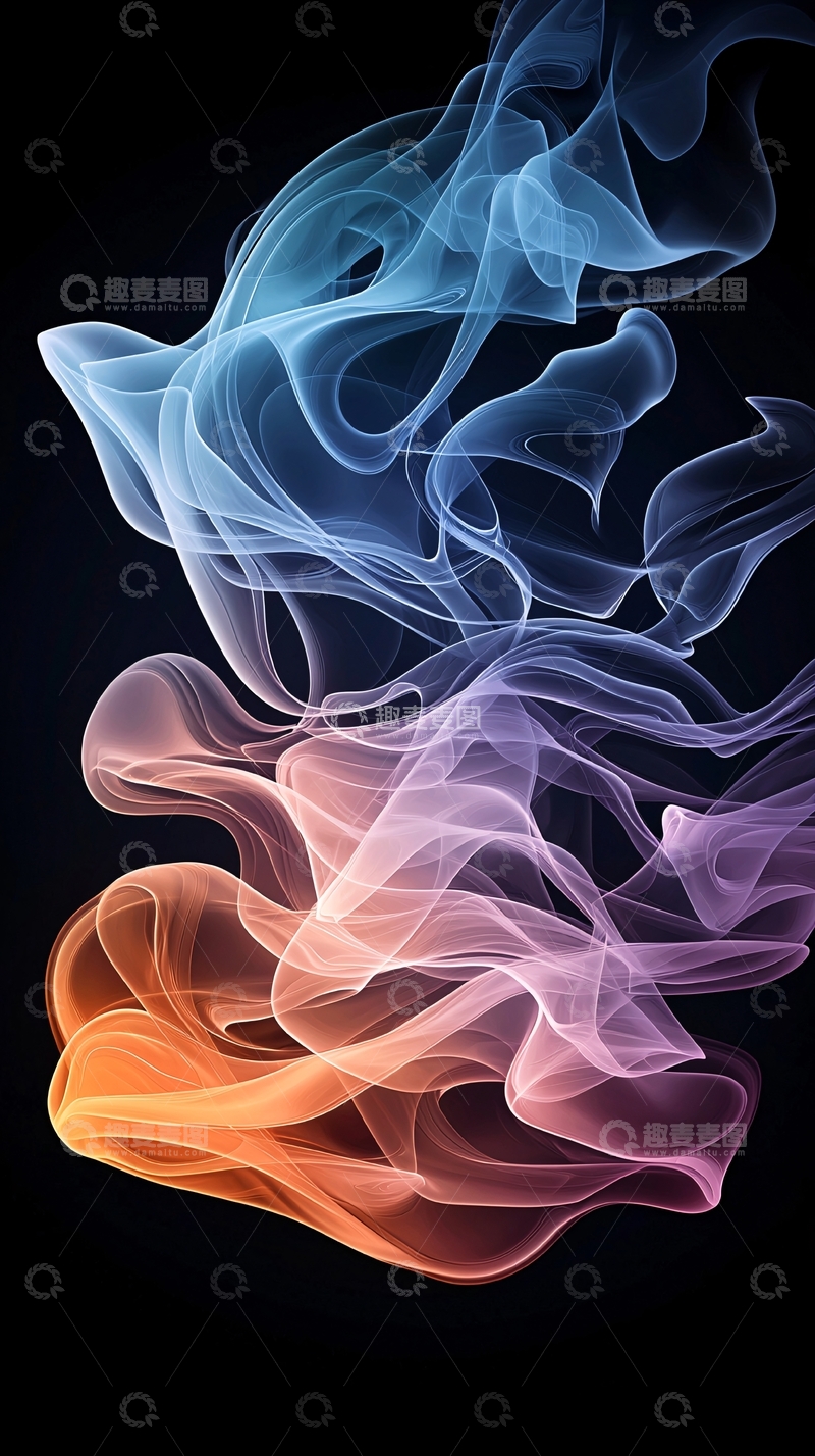 高清大图下载【趣麦麦图】彩色烟雾在黑色背景中