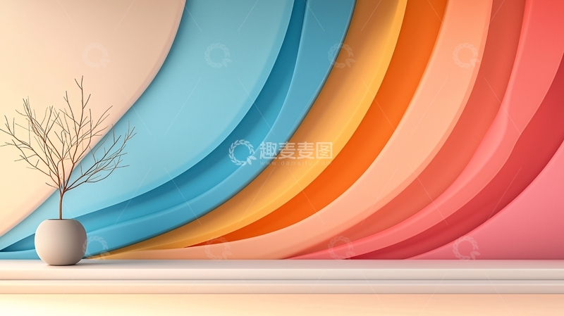 高清大图下载【趣麦麦图】抽象渐变曲线背景